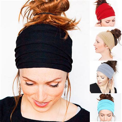 Women Men Yoga Sports Wide Headband Elastic Boho Hair Band Head Wrap