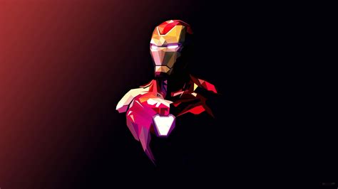 Iron Man Wallpaper 4K, Pixel art, Minimalist, Polygonal