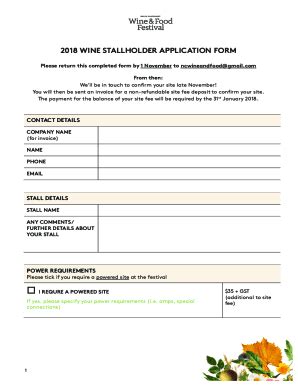 Fillable Online Wine Stallholder Application Form Docx Fax Email