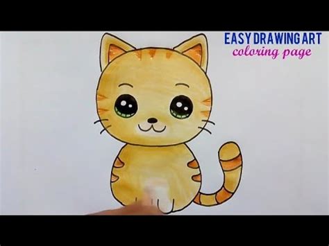 Cat Drawing Easy With Color / Cat with bright highlights in the eyes.