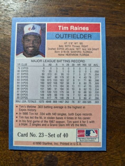 Starline Long John Silver Tim Raines Montreal Expos Ebay