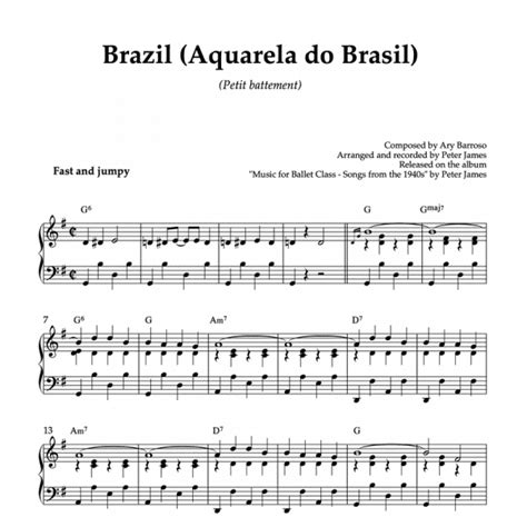 Brazil Aquarela Do Brasil Piano Sheet Music For Ballet Classes Pdf