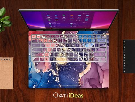 Hp Laptop Skins Colorful Marble Texture Personalized T Etsy