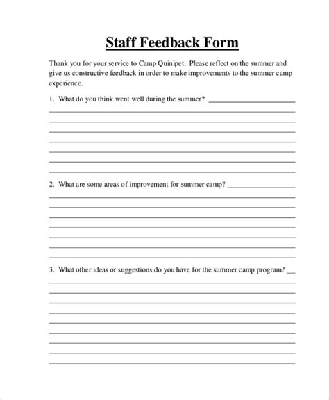 Free 28 Sample Feedback Forms In Ms Word Pdf Excel