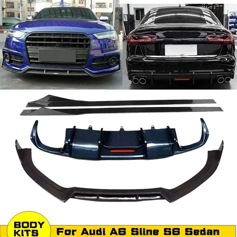 Voor Audi A6 S6 Sline Rs6 Carbon Fiber Voorbumper Lip Spoiler Diffuser