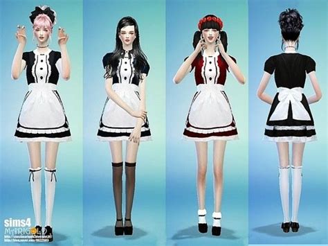 Maid Onepiece Outfit At Marigold Marigold Sims 4 Maid Outfit Sims 4