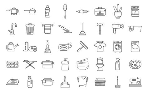 Premium Vector Household Occupations Icons Set Outline Vector Clean