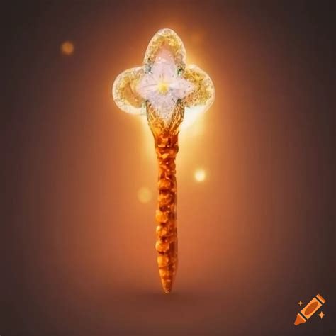 Orange Crystal Fairy Wand With A Sparkling Star