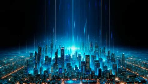 Premium Photo A Futuristic Cityscape With Digital Effects Showcasing