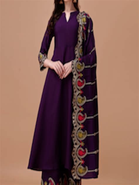 Buy KALINI Ethnic Motifs Embroidered Notch Neck A Line Kurta With