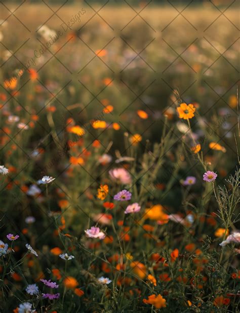 Wildflower Field Digital Background, Golden Hour, Meadow Digital ...