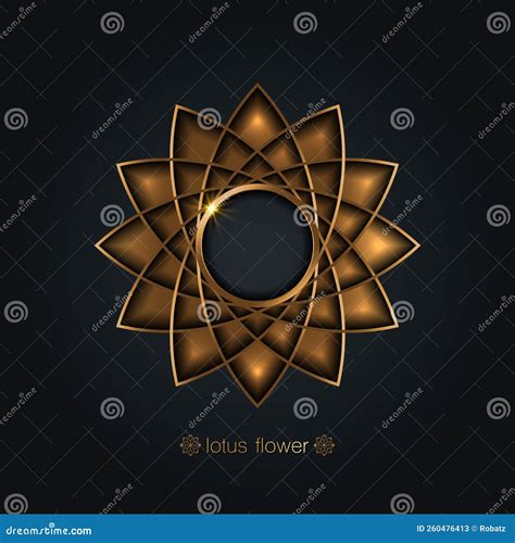 Golden Lotus Flower Sacred Geometry Mandala Stylized Circular