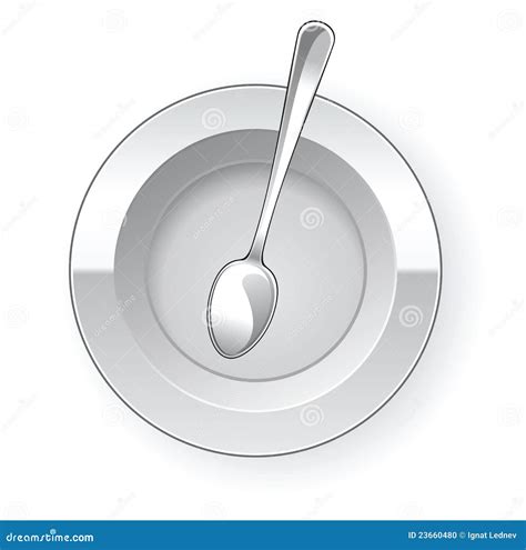 Empty Dinner Plate And Spoon Stock Vector Illustration Of Cutlery