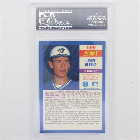 1990 Score John Olerud Blue Jays Rookie PSA Mint 9 24670638 | Property Room