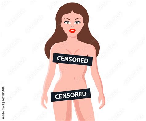 Naked Girl Covered With Censorship Signs Allowed With Only 18 Flat Character Vector