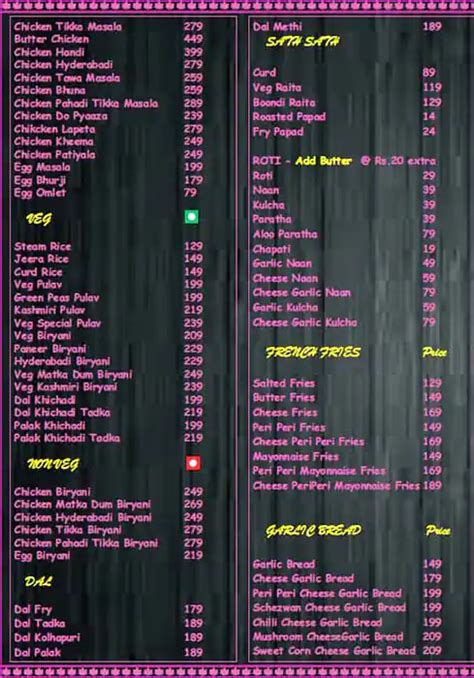 Menu Of The Purple Leaf Dombivali East Thane