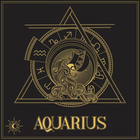 Gold Aquarius Zodiac Sign 11709874 Vector Art At Vecteezy