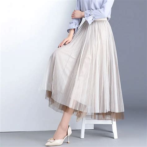 1pcs Elastic Hight Waist Skirts Womens Pleated Skirts 2019 Autumn