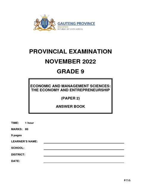 Gr 9 Ems P2 English November 2022 Answer Book Pdf Economics