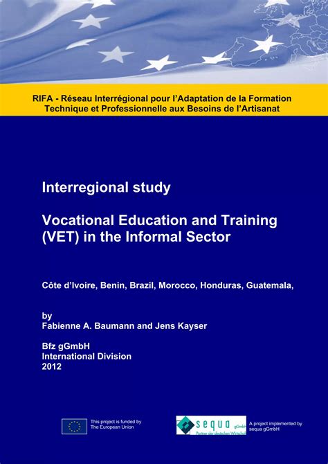 Vocational Education And Training Vet In The Informal Sector Pdf