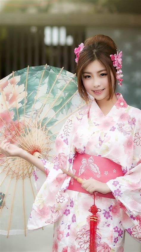 Beautiful Japanese Girl Kimono Umbrella 750x1334 Iphone 8 7 6 6s