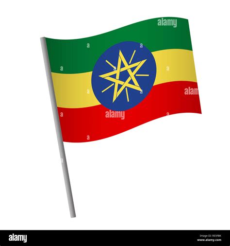 Ethiopia Flag Icon National Flag Of Ethiopia On A Pole Illustration