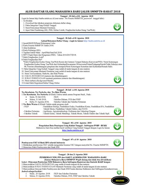 Alur Registrasi Smmptn Alur Daftar Ulang Mahasiswa Baru Jalur