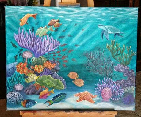 Underwater oil painting! .... | Ý tưởng, Hình vẽ màu nước, San hô