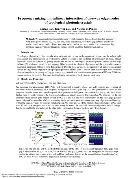 Pdf Frequency Mixing In Nonlinear Interaction Of One Way Edge Modes