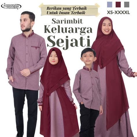 Jual Baju Sarimbit Keluarga Muslim Arra Madina Maroon Couple Muslimah