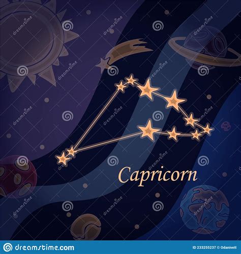 Doodle Konstellation Des Capricorn Symbols Der Zodiakischen Zeichen