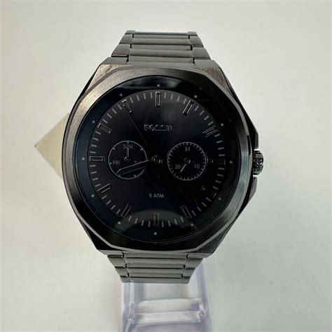 Nwt Fossil Men S Evanston Multifunction Gunmetal Black Dial Band Watch