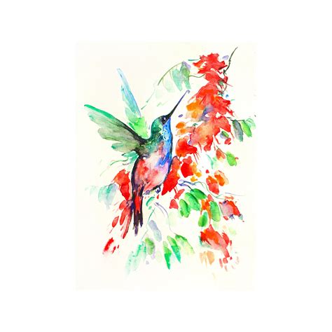 Kolibri Und Blumen Original Malerei Kolibri Aquarell Etsy