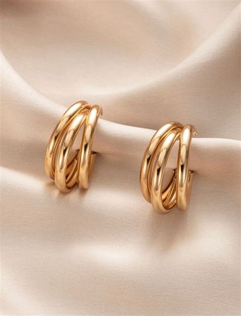 Ebun Collection Golden 3 Strand Hooped Earrings Etsy Canada Jewelry