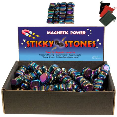 Magnetic Hematite Rainbow Sticky Stones W Gembags Display 11 Lbs