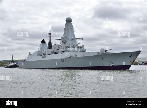 Hms Diamond A Royal Navy Type 45 Destroyer Seen On The River Thames