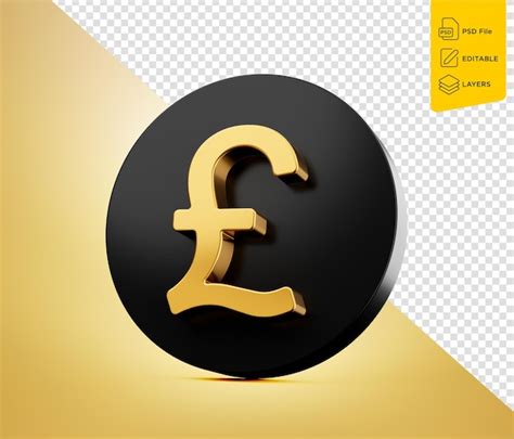 Premium Psd Golden Pound Currency Icon Isolated On Golden Background 3d Illustration