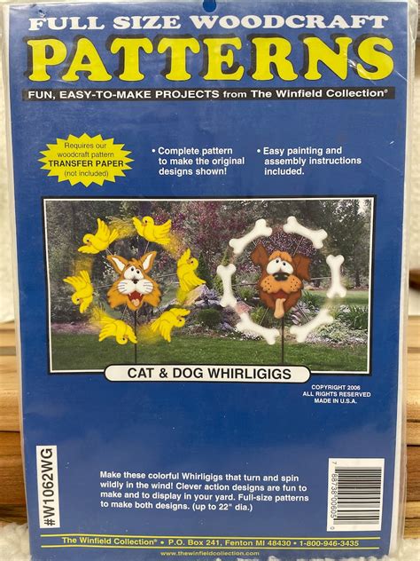 Cat And Dog Whirligigs Paper Pattern Woodcraft Pattern Winfield