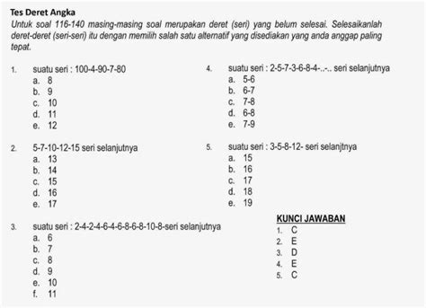 Contoh Psikotes Matematika Dasar Homecare24