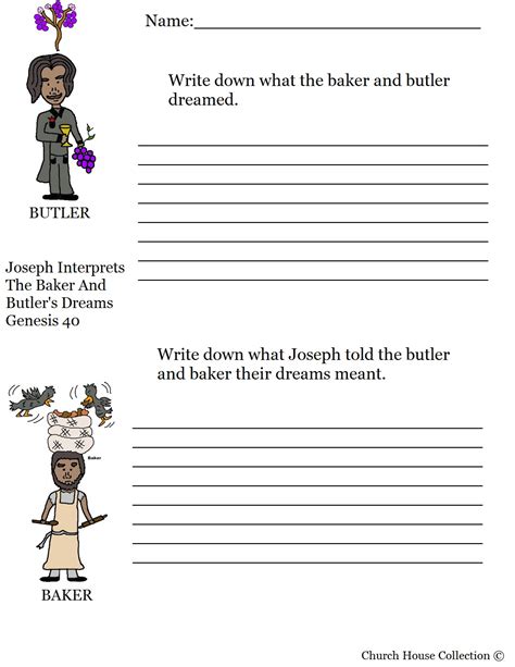 Joseph Interprets Dreams Worksheets