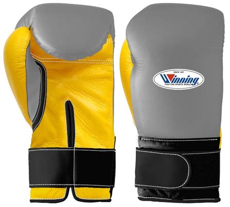 Winning Velcro Boxing Gloves Gray · Yellow · Black Wjapan Boxing