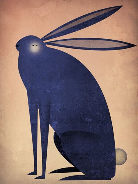 The Indigo Rabbit Illustration On Stretched Canvas Wall Art Etsy