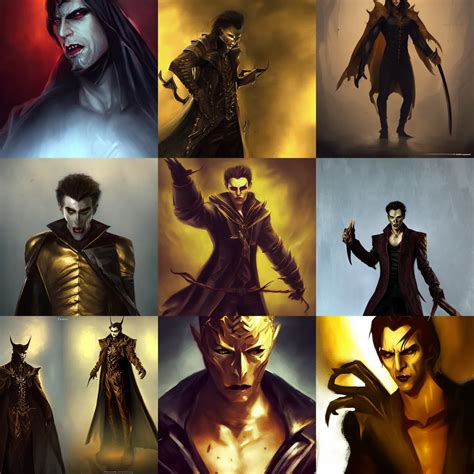 KREA Male Vampire In Dark Golden Noble Clothes In A Menacing Pose