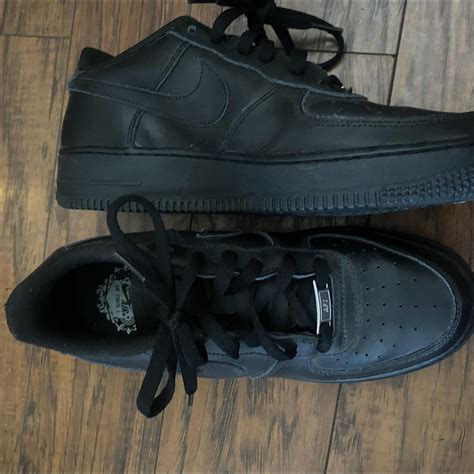 Air Force 1s (All Black) size 7Y . Worn only twice - Depop