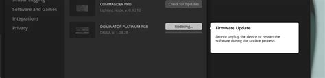 Dominator Platinum RGB Firmware update stuck - iCUE Software ...