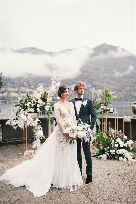 Chic fashion-forward wedding inspiration at a Lake Como Villa | Lake Como Wedding Inspiration