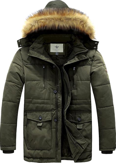 Wenven Men S Winter Casual Fleece Coat Classic Cotton Outdoor Jacket