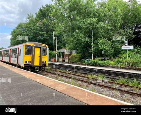 Class 150 Diesel Train Approaching Llanwrtyd Wells Station Platform On