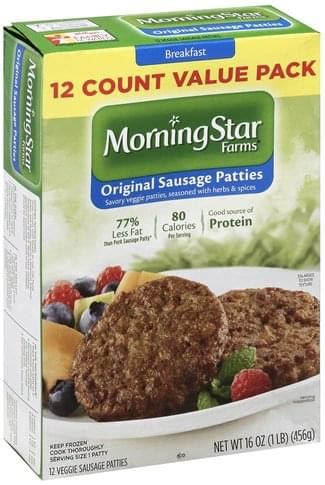 MorningStar Farms Original, Value Pack Sausage Patties - 12 ea, Nutrition Information | Innit