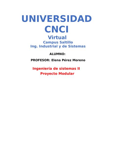 Proyecto Modular Ingenieria De Sistemas Ll UNIVERSIDAD CNCI Virtual